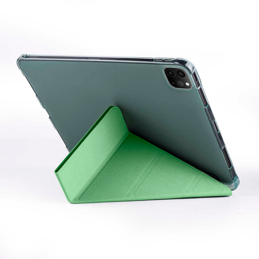 Apple iPad Pro 11 2020 (2.Nesil) Kılıf Zore Tri Folding Kalem Bölmeli Standlı Kılıf Koyu Yeşil