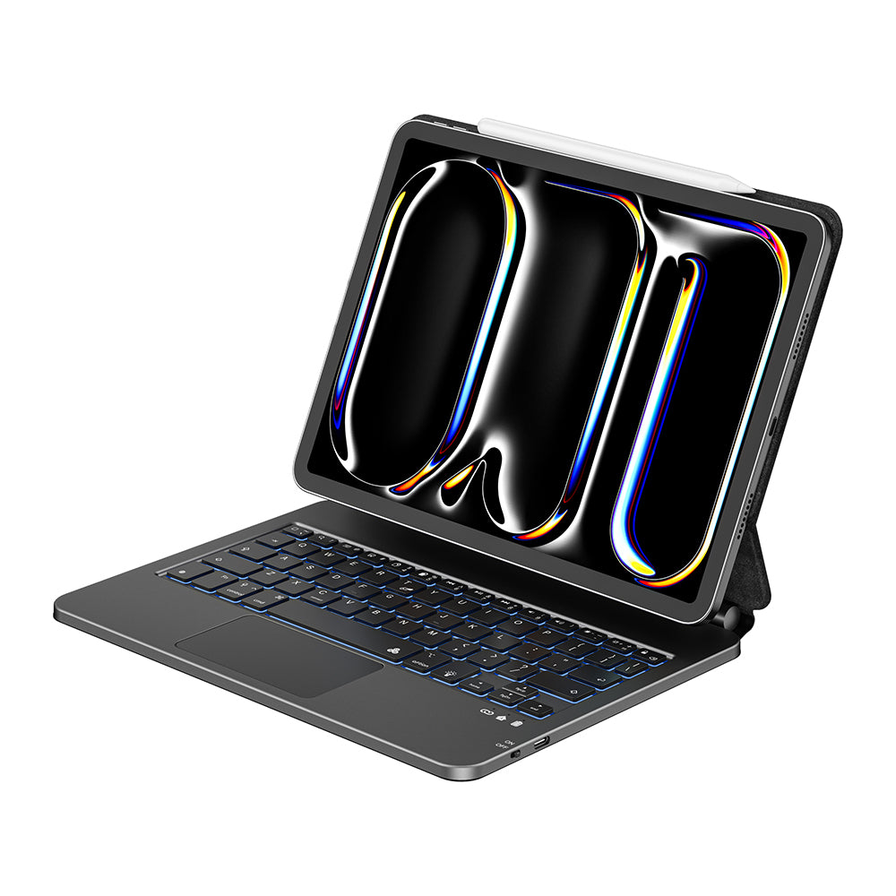 Apple iPad Pro 11 2020 (2.Nesil) Wiwu MK-003 Gizli Kalem Bölmeli Klavyeli Standlı Kılıf Siyah