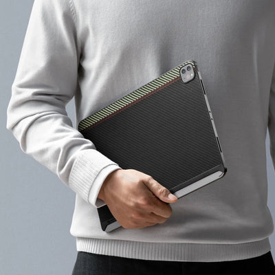 Apple iPad Pro 11 2021 (3.Nesil) Kılıf Aramid Fiber Pitaka Ultra-Slim Classic Serisi Tablet Kapak Mavi