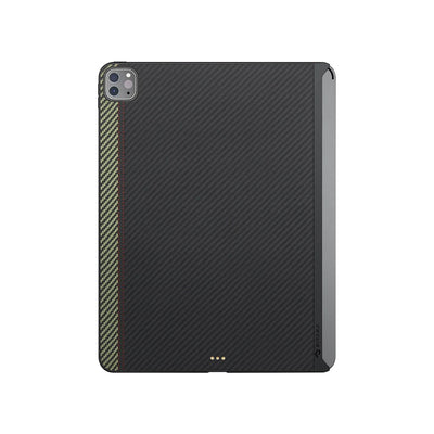 Apple iPad Pro 11 2021 (3.Nesil) Kılıf Aramid Fiber Pitaka Ultra-Slim Classic Serisi Tablet Kapak Siyah-Kırmızı