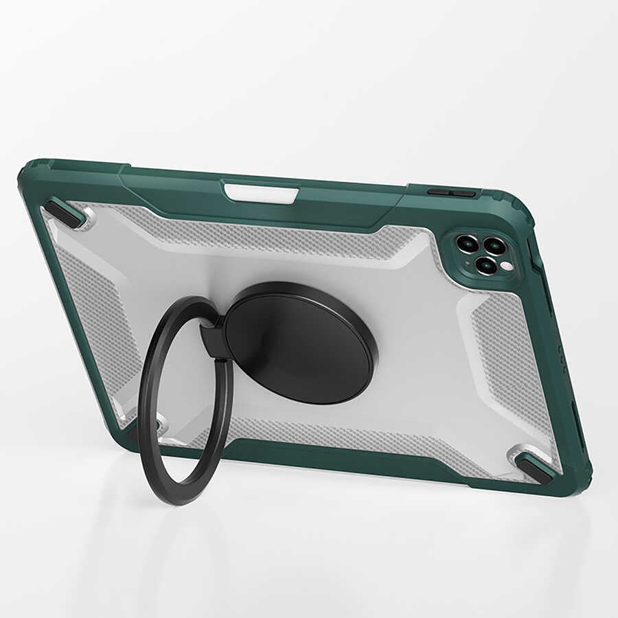 Apple iPad Pro 11 2021 (3.Nesil) Wiwu Mecha Dönebilen Standlı Tablet Kılıfı Yeşil
