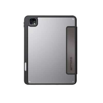 Apple iPad Pro 11 2024 Kılıf SkinArma Holografik Tasarımlı Arkası Şeffaf Çıkarılabilir Magnetik Kira Kobai Kılıf Gümüş