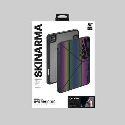 Apple iPad Pro 11 2024 Kılıf SkinArma Holografik Tasarımlı Arkası Şeffaf Çıkarılabilir Magnetik Kira Kobai Kılıf Gümüş