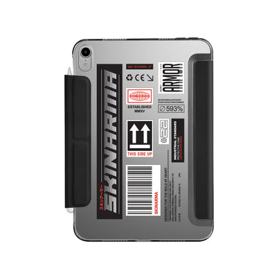 Apple iPad Pro 11 2024 Kılıf SkinArma Sticker Tasarımlı Kalemlikli Arkası Şeffaf Standlı Magnetik Taito Kılıf Siyah