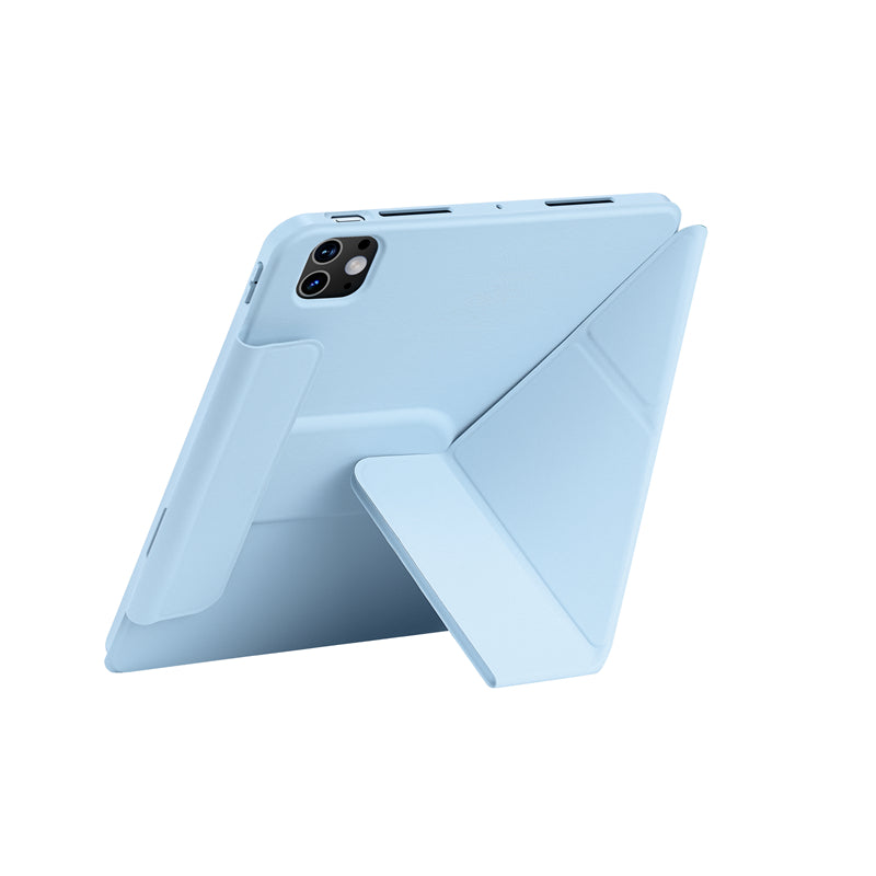 Apple iPad Pro 11 2024 Wiwu 360° Dönebilen Standlı Magnetik Koruyucu Tablet Kılıfı Mavi Açık
