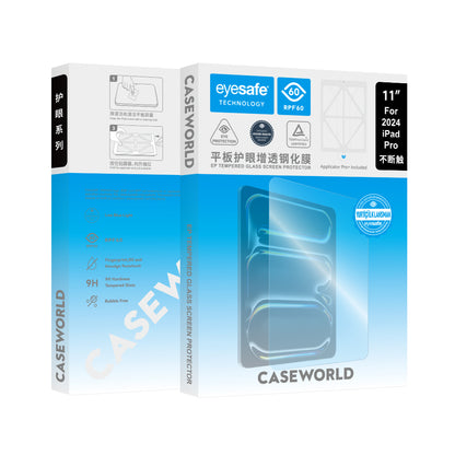 iPad Pro 11 2025 M5 CaseWorld Eyesafe Mavi Işık Teknolojili Temperli Cam Ekran Koruyucu + Uygulama Aparatı