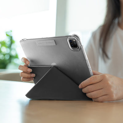 Apple iPad Pro 11 2025 M5 Raptic Clear Folio Airbagli Şeffaf Kapaklı Katlanabilir Standlı Kılıf Siyah