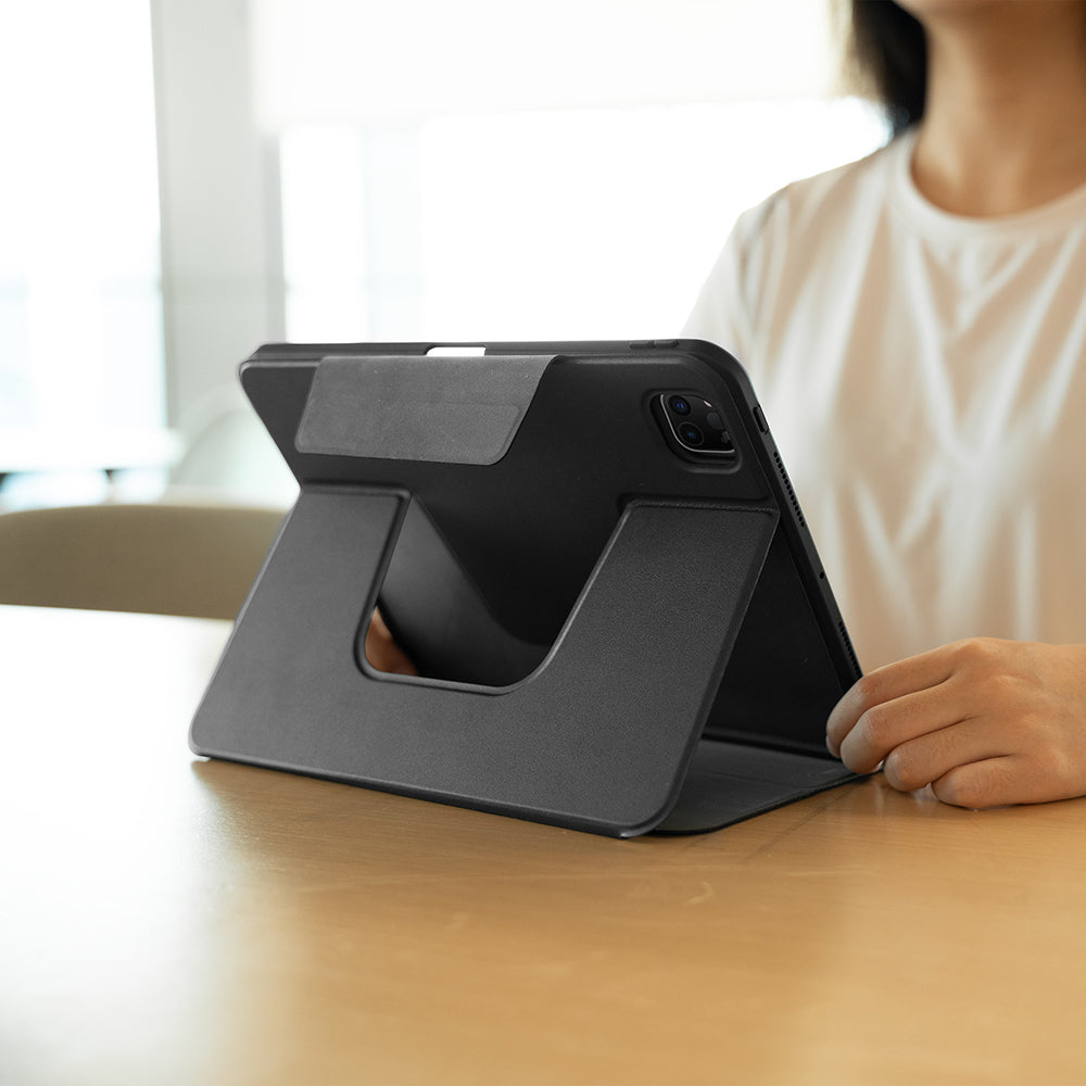 Apple iPad Pro 11 2025 M5 Raptic Spin Detachable Folio PU Ayrılabilir Kalem Bölmeli Standlı Kılıf Siyah