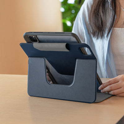 Apple iPad Pro 11 2025 M5 Raptic Spin Detachable Folio PU Ayrılabilir Kalem Bölmeli Standlı Kılıf Siyah