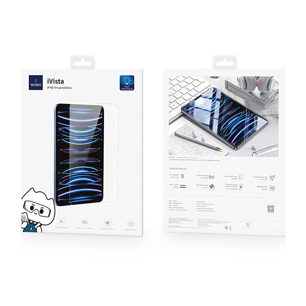 Apple iPad Pro 11 2025 M5 Wiwu Wi-GQ003 iVista Serisi Oleofobik HD Temperli Cam Ekran Koruyucu Şeffaf