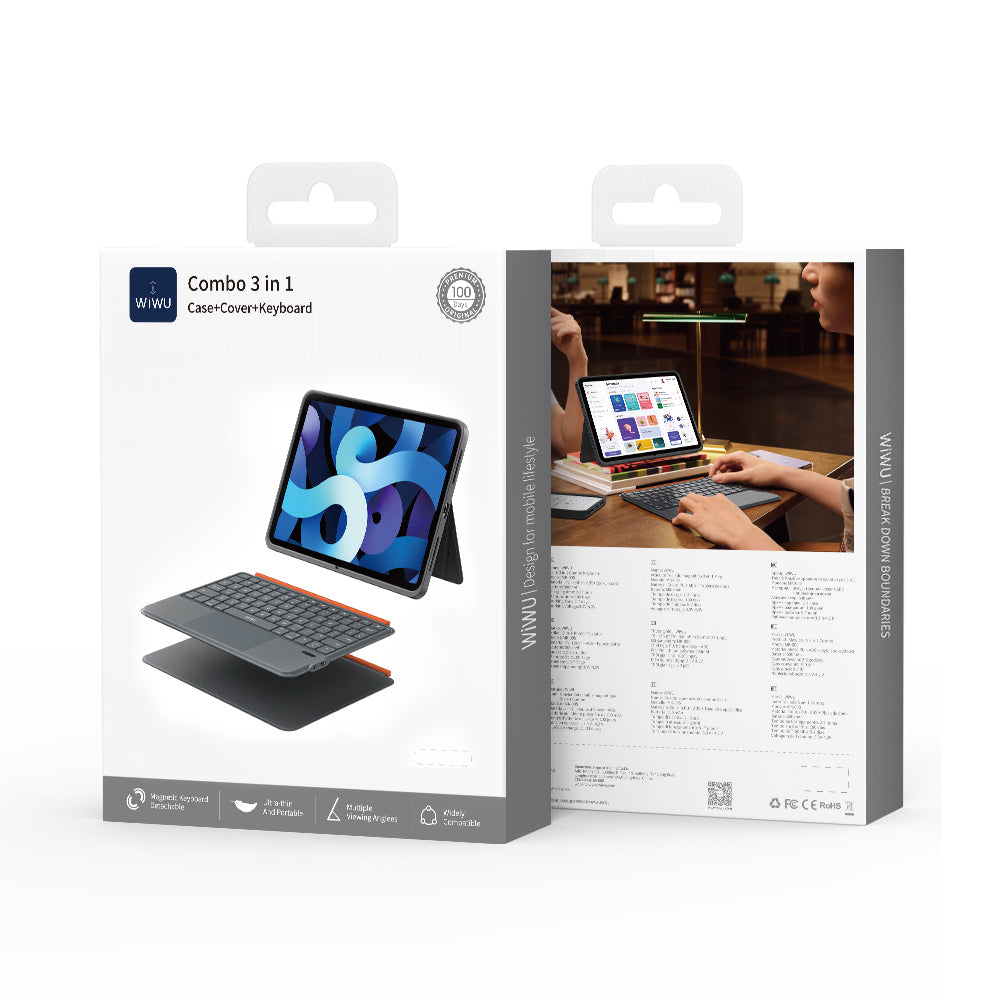 Apple iPad Pro 11.Nesil 2025 Wiwu MK-005 Combo 3in1 Kalem Bölmeli Klavyeli Standlı Kılıf