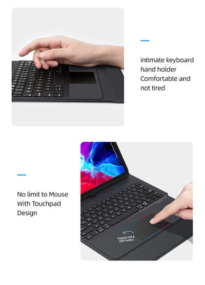 Apple iPad Pro 12.9 2018 (3.Nesil) Benks Multifunctional Kablosuz Klavyeli Kılıf Siyah