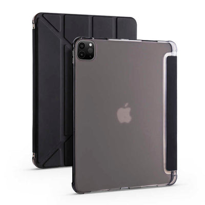 Apple iPad Pro 12.9 2020 (4.Nesil) Kılıf Zore Tri Folding Kalem Bölmeli Standlı Kılıf Mavi