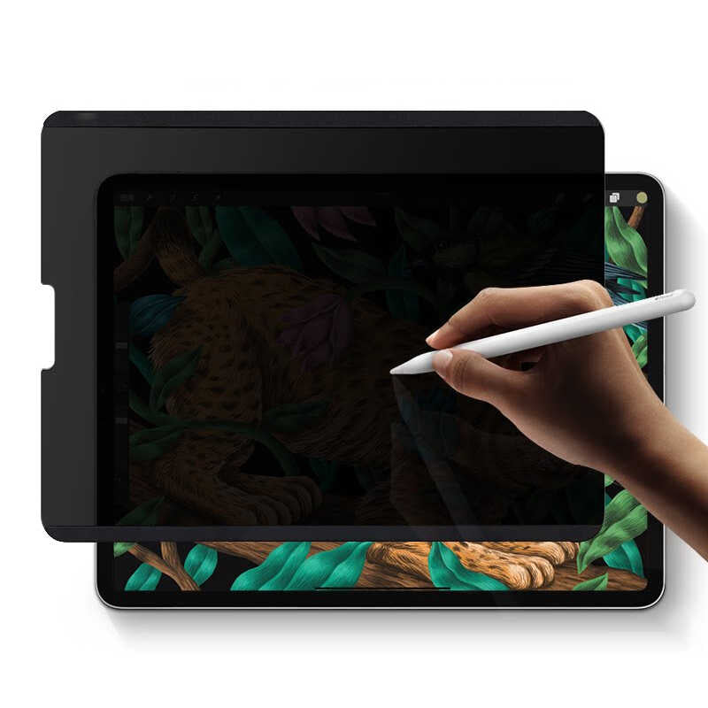 Apple iPad Pro 12.9 2021 (5.Nesil) Wiwu iPrivacy Magnetik Paper Like Hayalet Ekran Koruyucu Siyah
