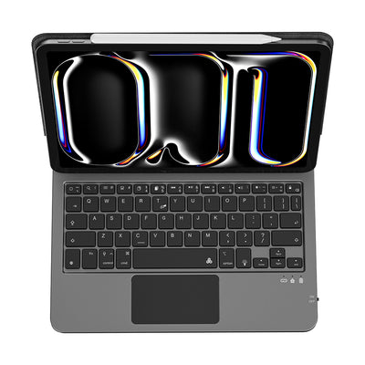 Apple iPad Pro 13 2024 Wiwu MK-003 Gizli Kalem Bölmeli Klavyeli Standlı Kılıf Siyah
