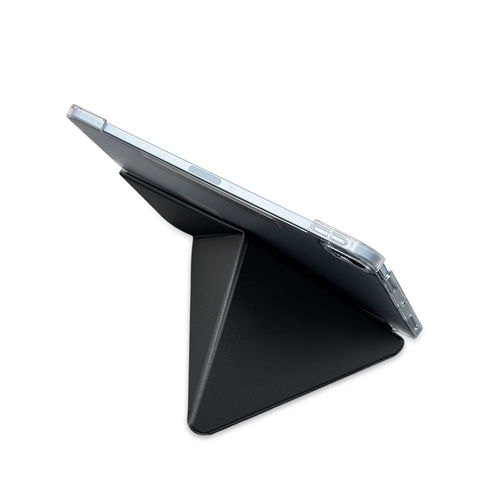 Apple iPad Pro 13 2025 M5 Raptic Clear Folio Airbagli Şeffaf Kapaklı Katlanabilir Standlı Kılıf Siyah