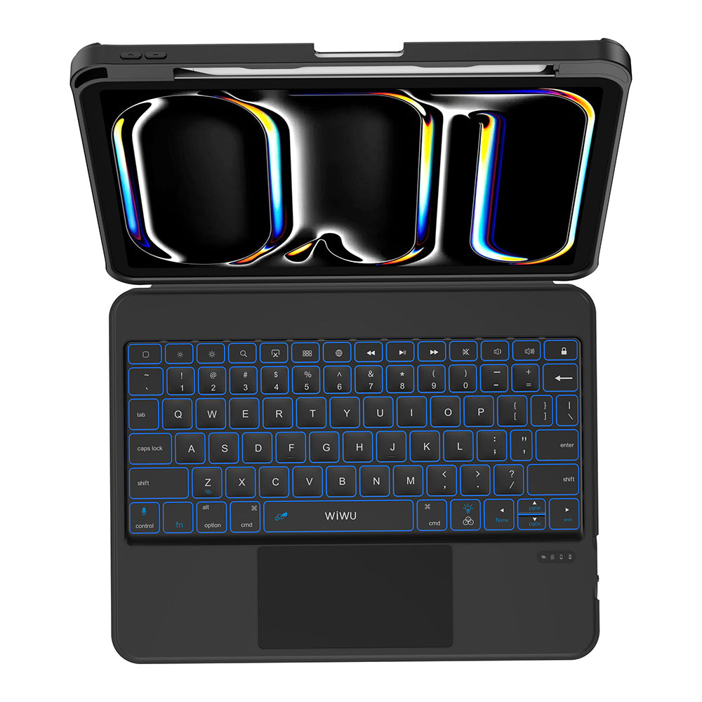 Apple iPad Pro 13 2025 M5 Wiwu MK-007 Combo Pro Kalem Bölmeli Klavyeli Standlı Kılıf Siyah