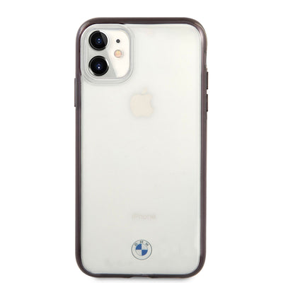 Apple iPhone 11 Kılıf BMW Transparan Elektroplatin Kenar Kaplama Dizayn Kapak Şeffaf-Siyah