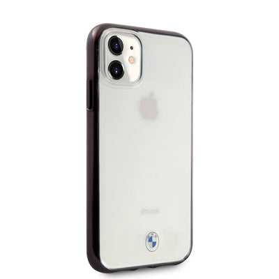Apple iPhone 11 Kılıf BMW Transparan Elektroplatin Kenar Kaplama Dizayn Kapak Şeffaf-Siyah