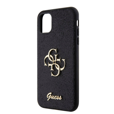 Apple iPhone 11 Kılıf Guess Orjinal Lisanslı 4G Büyük Metal Logolu Glitter Kapak Pembe