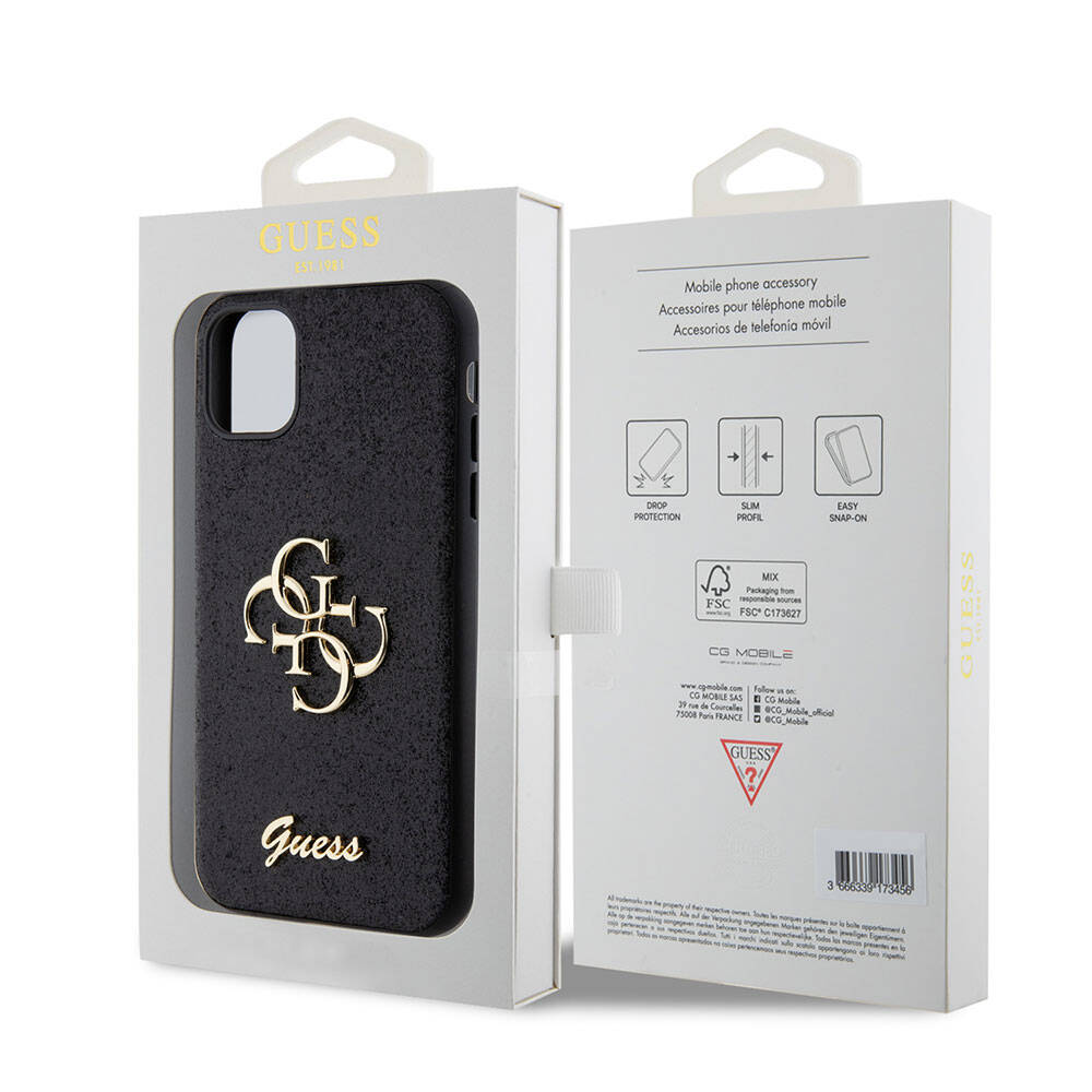 Apple iPhone 11 Kılıf Guess Orjinal Lisanslı 4G Büyük Metal Logolu Glitter Kapak Pembe
