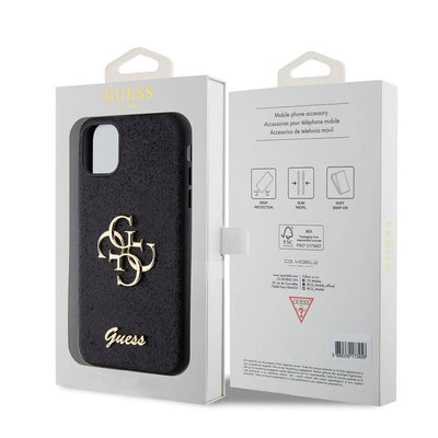 Apple iPhone 11 Kılıf Guess Orjinal Lisanslı 4G Büyük Metal Logolu Glitter Kapak Pembe