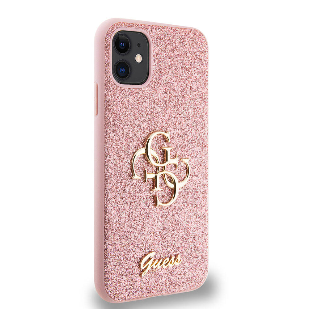 iPhone 11 Kılıf Guess Orjinal Lisanslı 4G Büyük Metal Logolu Glitter Kılıf