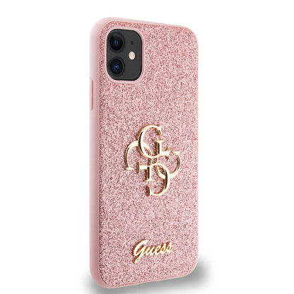 iPhone 11 Kılıf Guess Orjinal Lisanslı 4G Büyük Metal Logolu Glitter Kılıf