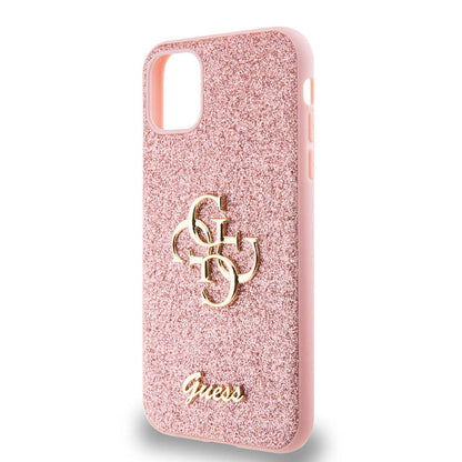 iPhone 11 Kılıf Guess Orjinal Lisanslı 4G Büyük Metal Logolu Glitter Kılıf