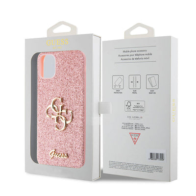 Apple iPhone 11 Kılıf Guess Orjinal Lisanslı 4G Büyük Metal Logolu Glitter Kapak Pembe
