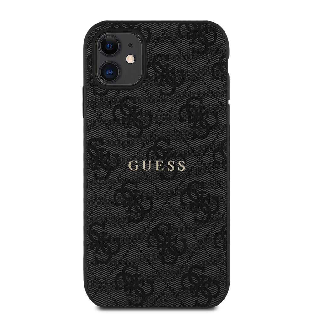 Apple iPhone 11 Kılıf Guess Orjinal Lisanslı 4G Desen Yazı Logolu Kapak Siyah