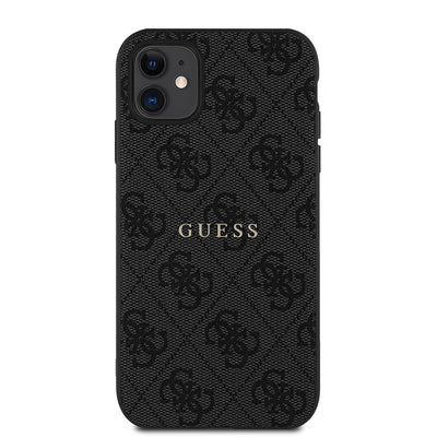 Apple iPhone 11 Kılıf Guess Orjinal Lisanslı 4G Desen Yazı Logolu Kapak Siyah