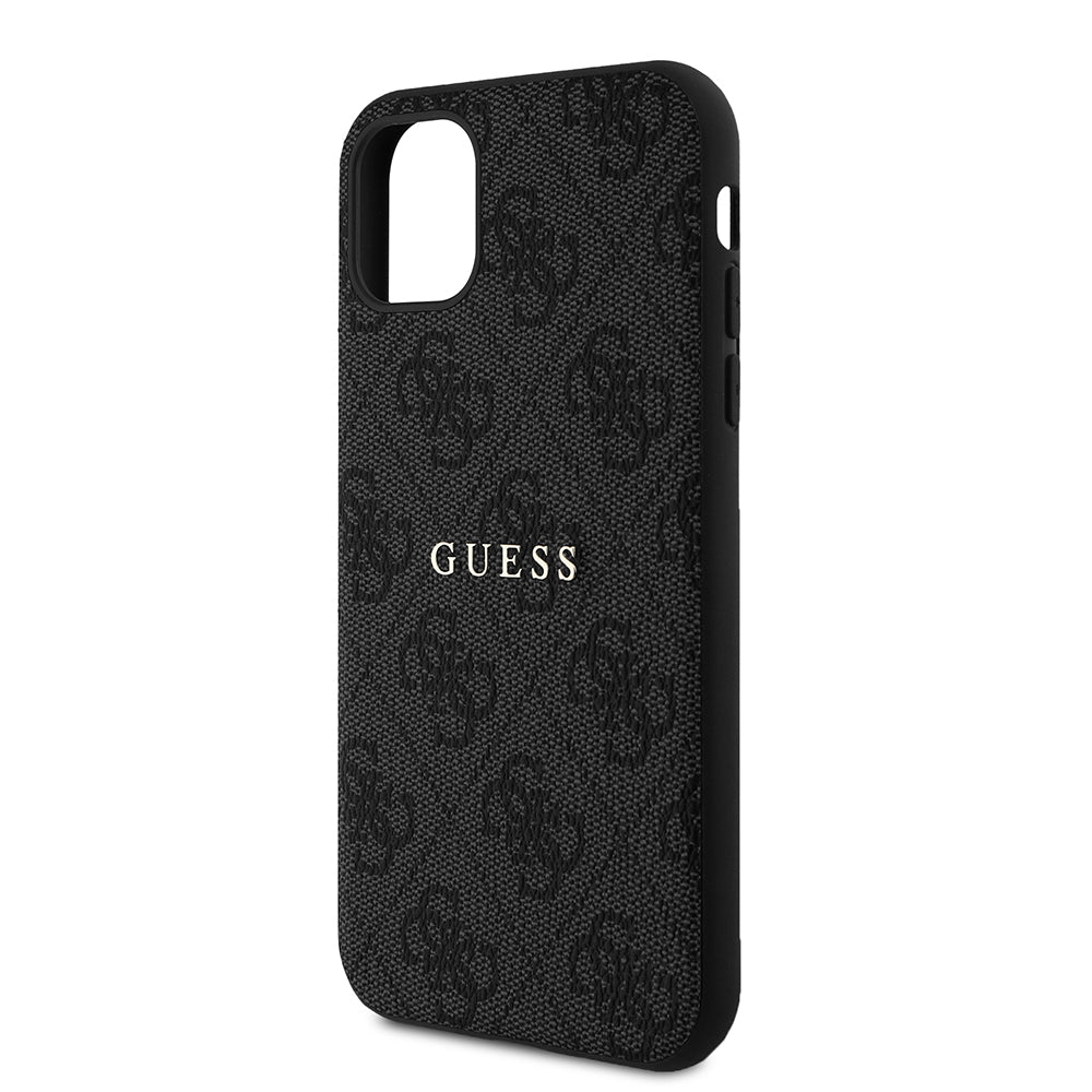 Apple iPhone 11 Kılıf Guess Orjinal Lisanslı 4G Desen Yazı Logolu Kapak Siyah