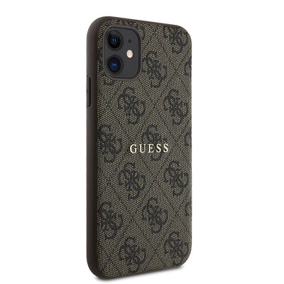 Apple iPhone 11 Kılıf Guess Orjinal Lisanslı 4G Desen Yazı Logolu Kapak Siyah