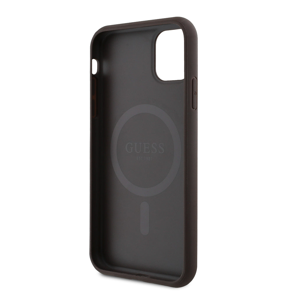 Apple iPhone 11 Kılıf Guess Orjinal Lisanslı 4G Desen Yazı Logolu Kapak Siyah