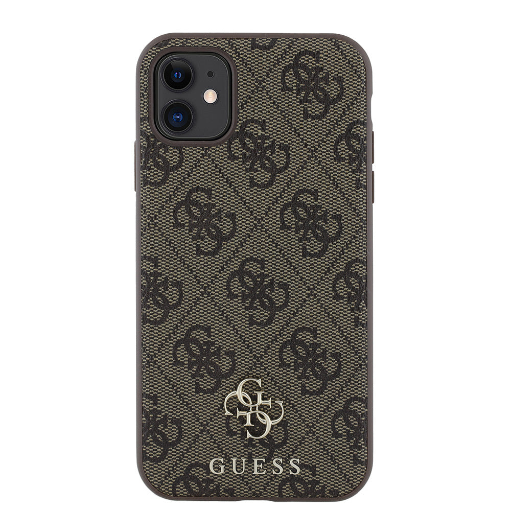 Apple iPhone 11 Kılıf Guess Orjinal Lisanslı Magsafe Şarj Özellikli Small 4G Classic Kapak Kahverengi