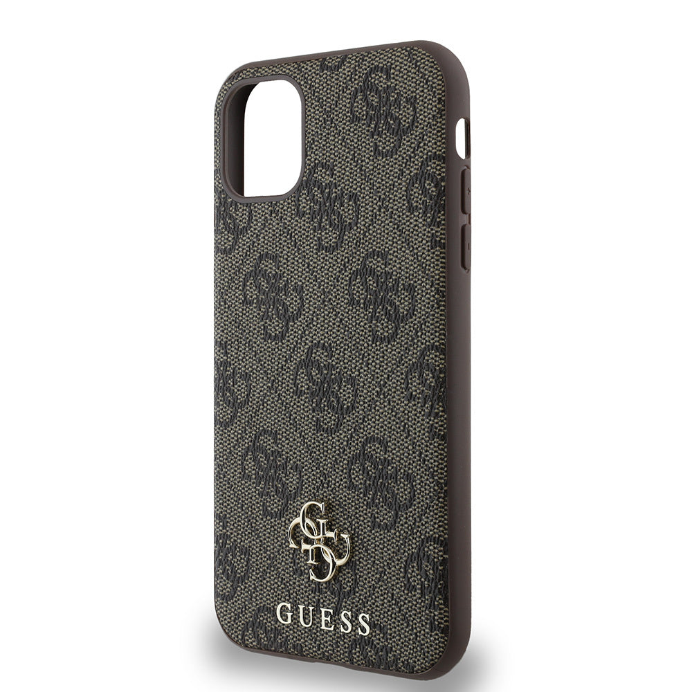 Apple iPhone 11 Kılıf Guess Orjinal Lisanslı Magsafe Şarj Özellikli Small 4G Classic Kapak Kahverengi