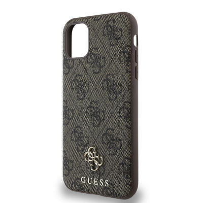 Apple iPhone 11 Kılıf Guess Orjinal Lisanslı Magsafe Şarj Özellikli Small 4G Classic Kapak Kahverengi