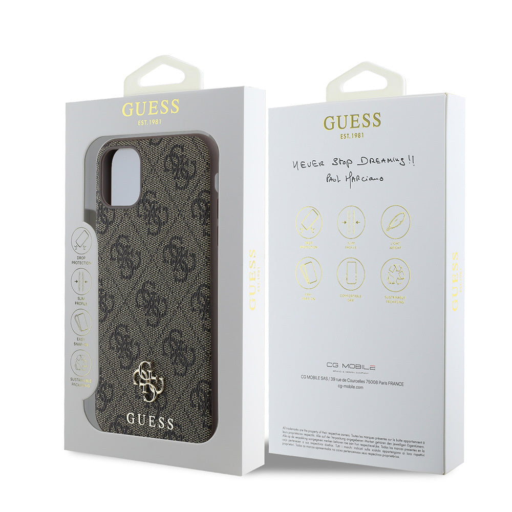 Apple iPhone 11 Kılıf Guess Orjinal Lisanslı Magsafe Şarj Özellikli Small 4G Classic Kapak Kahverengi
