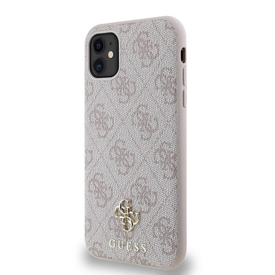 Apple iPhone 11 Kılıf Guess Orjinal Lisanslı Magsafe Şarj Özellikli Small 4G Classic Kapak Kahverengi