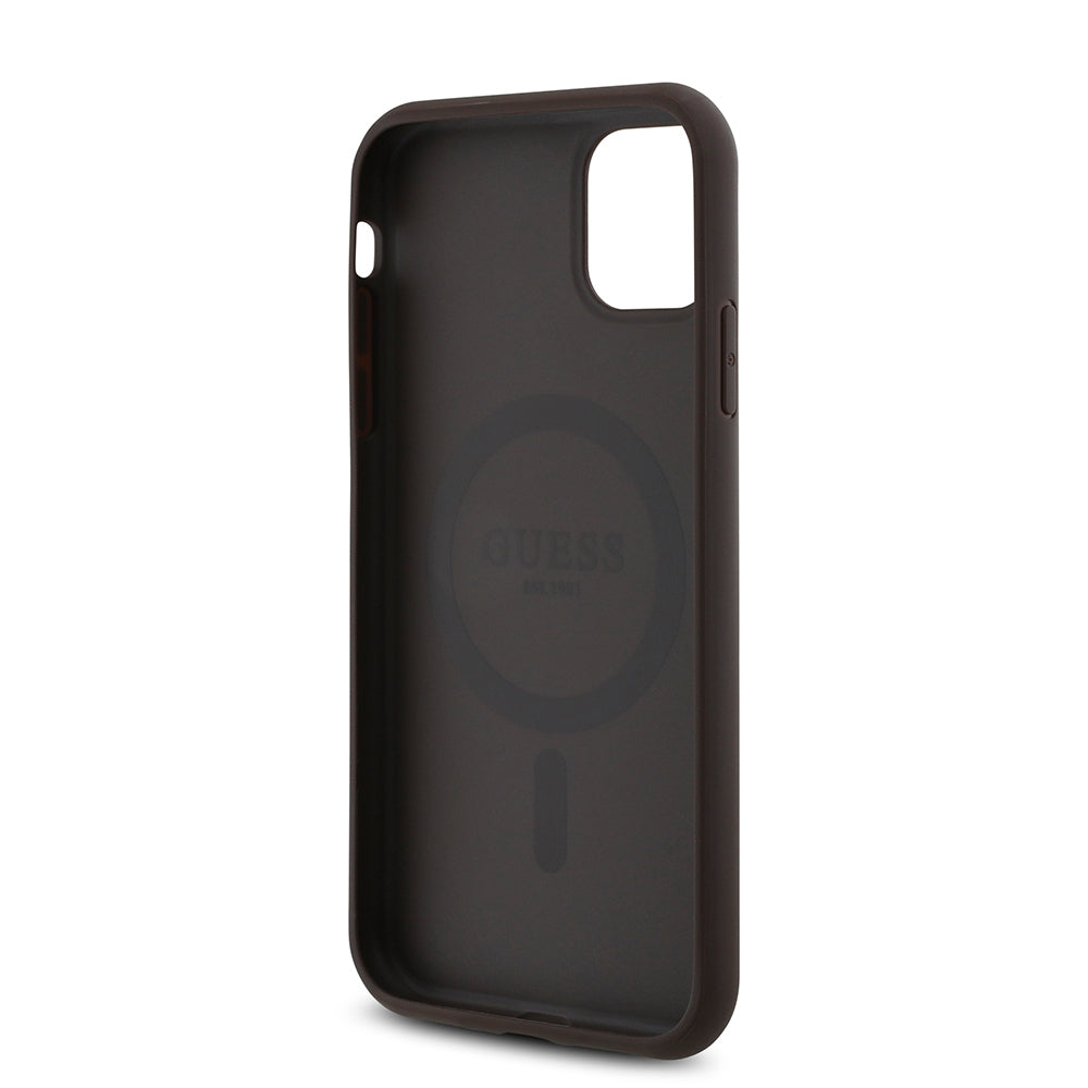 iPhone 11 Kılıf Guess Orjinal Lisanslı M-safe Uyumlu Gül Baskılı 4G Desenli Yazı Logolu Kılıf