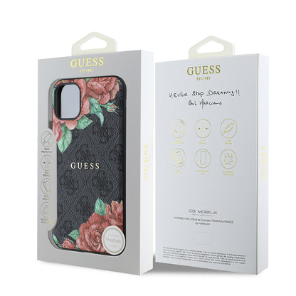 iPhone 11 Kılıf Guess Orjinal Lisanslı M-safe Uyumlu Gül Baskılı 4G Desenli Yazı Logolu Kılıf