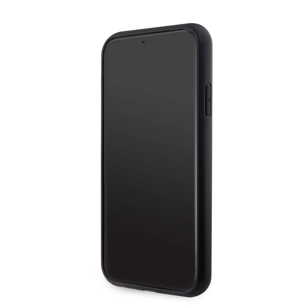iPhone 11 Kılıf Guess Orjinal Lisanslı PU Deri Taşlı Üçgen Logo 4G Desenli Kılıf