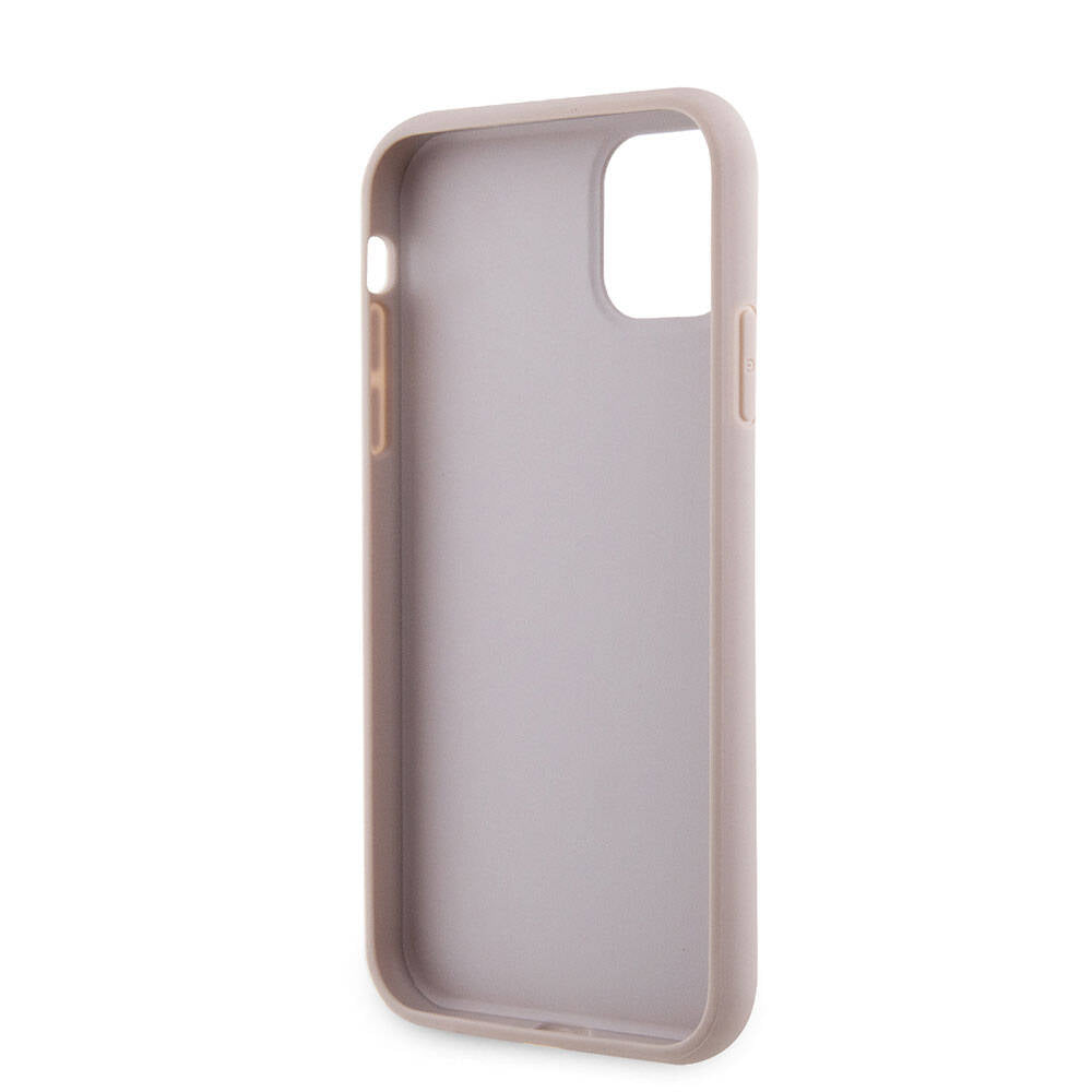 iPhone 11 Kılıf Guess Orjinal Lisanslı PU Deri Taşlı Üçgen Logo 4G Desenli Kılıf