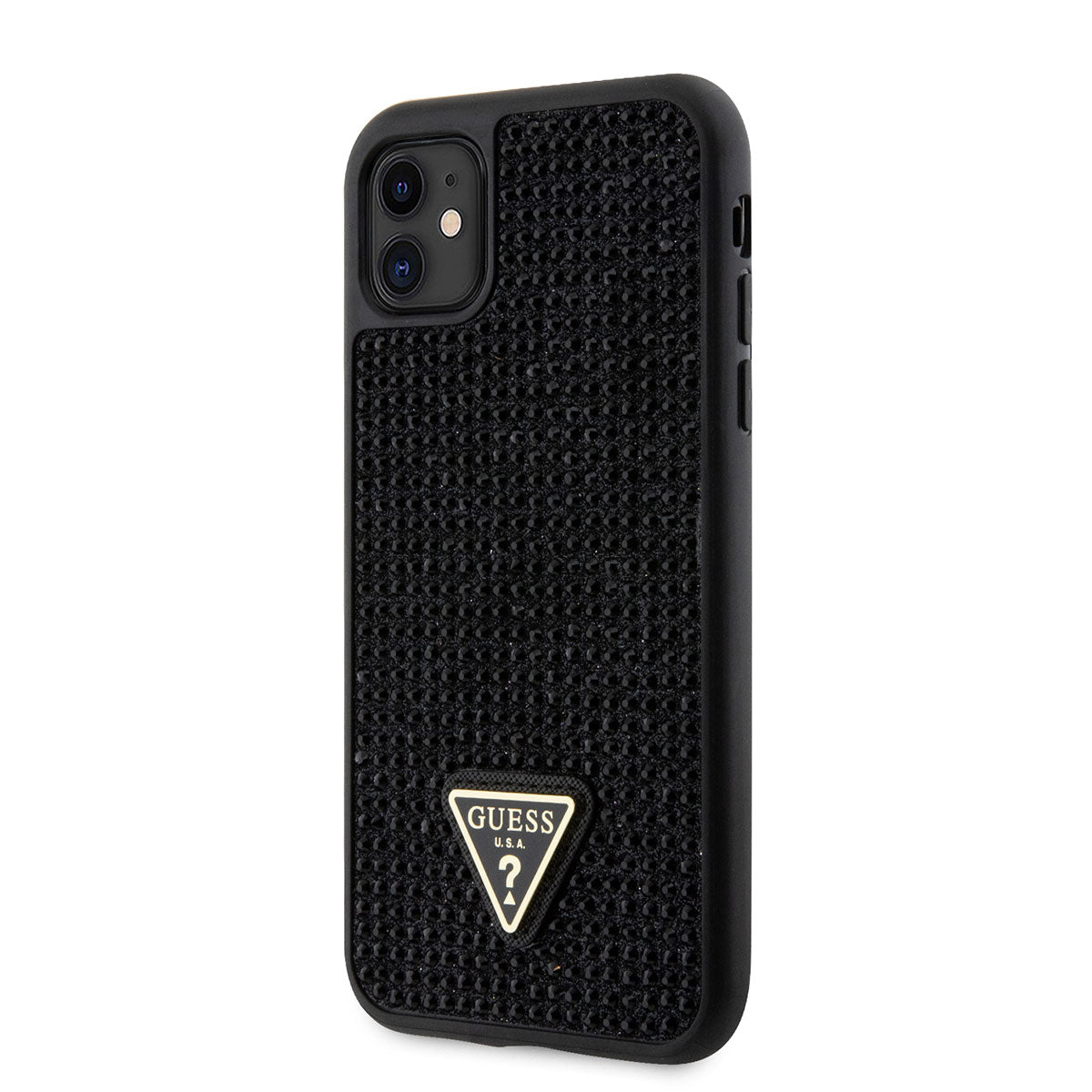 iPhone 11 Kılıf Guess Orjinal Lisanslı Taşlı Arka Yüzey Üçgen Logolu Kılıf
