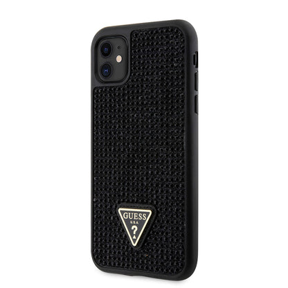 iPhone 11 Kılıf Guess Orjinal Lisanslı Taşlı Arka Yüzey Üçgen Logolu Kılıf