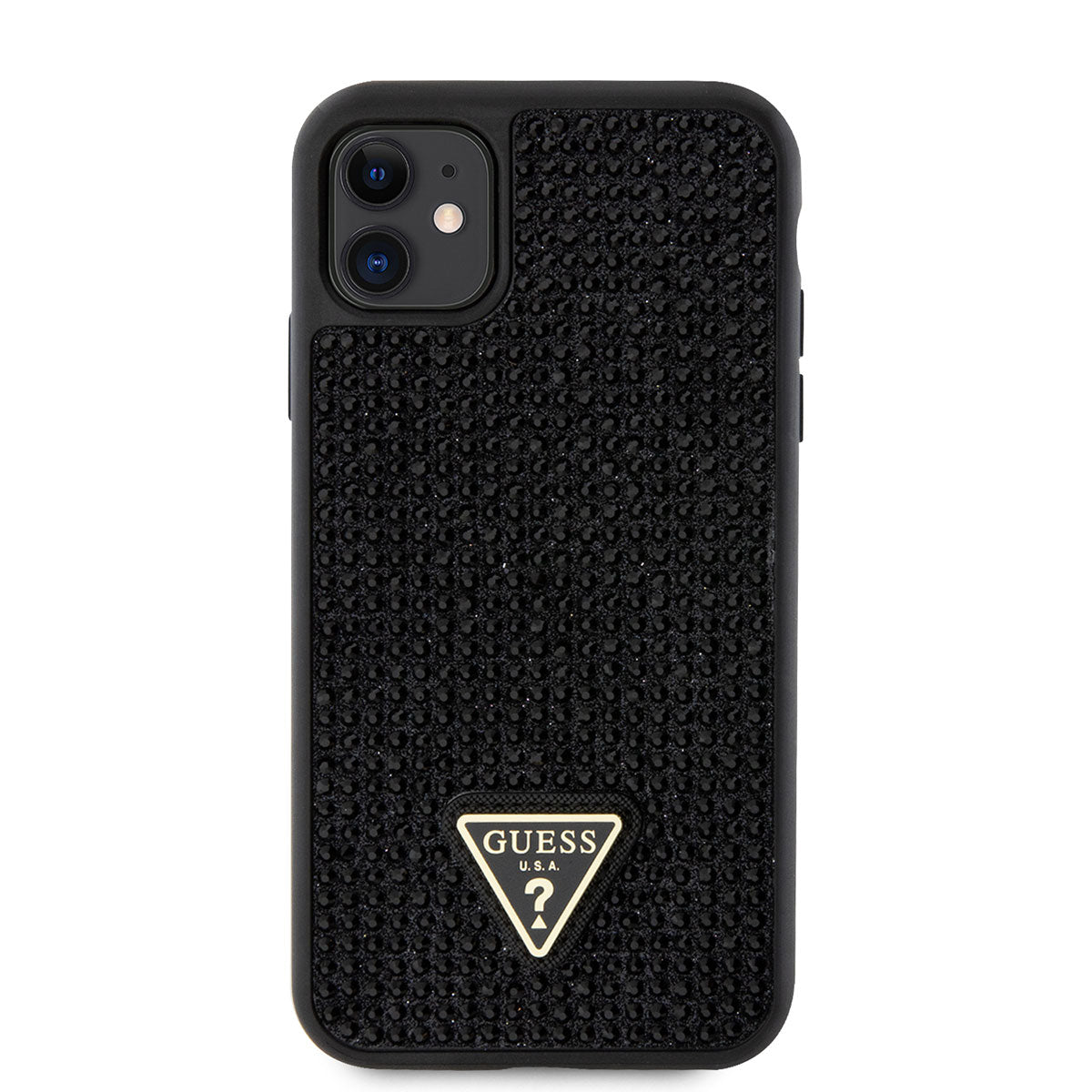 iPhone 11 Kılıf Guess Orjinal Lisanslı Taşlı Arka Yüzey Üçgen Logolu Kılıf