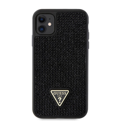 iPhone 11 Kılıf Guess Orjinal Lisanslı Taşlı Arka Yüzey Üçgen Logolu Kılıf