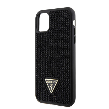 iPhone 11 Kılıf Guess Orjinal Lisanslı Taşlı Arka Yüzey Üçgen Logolu Kılıf