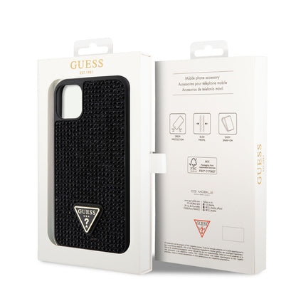 iPhone 11 Kılıf Guess Orjinal Lisanslı Taşlı Arka Yüzey Üçgen Logolu Kılıf